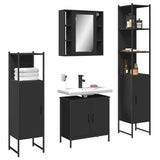 4 Piece Bathroom Cabinet Set Black Engineered Wood 3214770