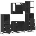 ZNTS 4 Piece Bathroom Furniture Set Black Engineered Wood 3301275