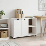 Rolling Cabinet White 100 x 39 x 65.5 cm Solid Pine Wood 42028385
