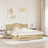 Bed Frame with Drawer Sonoma Oak 180 x 200 cm Engineered Wood 3413571