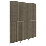 Room Divider 3 Panels Grey Poly Rattan 365342
