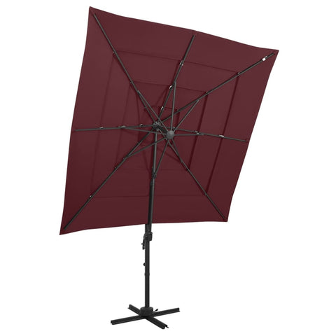 4-Tier Garden Parasol with Aluminium Pole Bordeaux Red 250x250 cm 313824