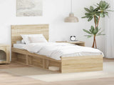Bed Frame with Headboard Sonoma Oak 75 x 190 cm Solid Pine Wood 3410665