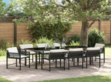 Garden Dining Set 9 pcs Black Poly Rattan 3380744