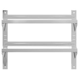2-Tier Wall Shelf 75x30x60 cm Silver Stainless Steel 30313