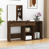 LED Dressing Table with Cabinet Brown Oak Engineered Wood 3120187
