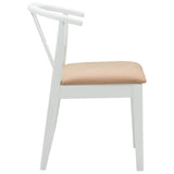 Dining Chair 2 pcs White and Brown Solid Rubber Wood 42020409