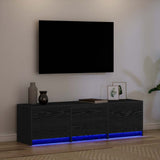 TV Cabinet with LED Black Oak 140 x 34 x 40 cm Engineered Wood 3418709