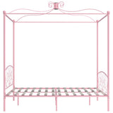 Canopy Bed Frame without Mattress Pink Metal 180x200 cm Super King 284491