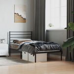 ZNTS Metal Bed Frame without Mattress with Headboard Black 80x200cm 352310