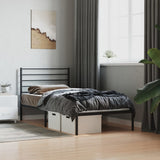 ZNTS Metal Bed Frame without Mattress with Headboard Black 80x200cm 352310
