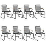 Garden Dining Set Black PVC rattan, powder-coated steel, glass 3099220