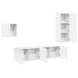 4 Piece TV Wall Units White Engineered Wood 3216428