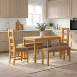 Dining Set 5 pcs Grey Solid Oak Wood 3430287