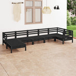 ZNTS 7 Piece Garden Lounge Set Solid Wood Pine Black 3082968