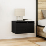 ZNTS Bedside Cabinets with LED Lights 2 pcs Wall-Mounted Black Oak 863083