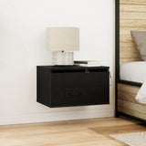 ZNTS Bedside Cabinets with LED Lights 2 pcs Wall-Mounted Black Oak 863083