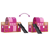 Bunk Bed without Mattress with Slide and Curtains Pink 90x200 cm 3284142