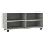 TV Cabinet with Castors Concrete Grey 90x35x35 cm Engineered Wood 800184