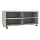 TV Cabinet with Castors Concrete Grey 90x35x35 cm Engineered Wood 800184