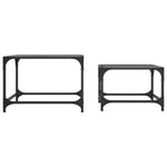 ZNTS Nesting Coffee Tables 2 pcs with Black Glass Top Steel 845983