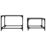 ZNTS Nesting Coffee Tables 2 pcs with Black Glass Top Steel 845983