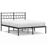 Metal Bed Frame without Mattress with Headboard Black 160x200cm 355662