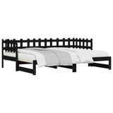 Pull-out Day Bed without Mattress Black 2x cm Solid Wood 840387