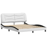 Bed Frame with LED without Mattress "Hvar" White and Black 160x200 cm 3213947