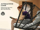 Outdoor PE Rattan Swing Chair with Foldable Basket and Cushion, Garden Patio Hanging Egg Chair with T3398P328053