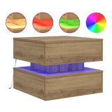 Coffee Table with LED Lights Artisian Oak 50x50x40 cm 857717
