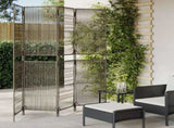 Room Divider 4 Panels Grey Poly Rattan 365394
