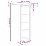 Sliding Door White 78 x 232 cm Solid Pine Wood and Glass 3332416