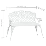 Garden Bench White Cast Aluminium, Cast Iron 108 cm width 317742