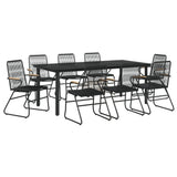 9 Piece Garden Dining Set Black PVC Rattan 3099214