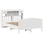 ZNTS Bookcase Bed without Mattress White 150x200 cm King Size Solid Wood Pine 3323141