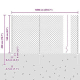 Chain Link Fence with Post 10 x 1.6 m PVC-Coated Steel 3336272