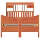ZNTS Bed Frame without Mattress Wax Brown 120x200 cm Solid Wood Pine 3323382