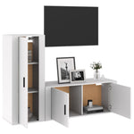 ZNTS 2 Piece TV Cabinet Set High Gloss White Engineered Wood 3188736