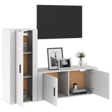 ZNTS 2 Piece TV Cabinet Set High Gloss White Engineered Wood 3188736