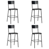 ZNTS Bar Chairs 4 pcs Black Solid Plywood Steel 3054566