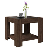 Coffee Table with LED Brown Oak 53x53x45 cm Engineered Wood 847545