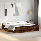 ZNTS Bed Frame with Drawers without Mattress Smoked Oak 200x200 cm 3280269