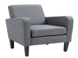 Modern Accent Chair, Occasional Chair with Rubber Wood Legs for Living Room, Bedroom, Grey T3398P328179