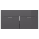 Sink Cabinet with Built-in Basin High Gloss Grey Engineered Wood 3071296
