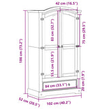 Wardrobe Corona 102x52x186 cm Solid Wood Pine 4012156