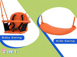 Two-In-One Toddler Garden Swing, with Comfortable Seat, Safety Belt - Orange and Blue T3398P348090