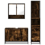 3 Piece Bathroom Furniture Set Smoked Oak Engineered Wood 3301162