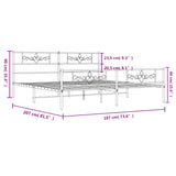 Metal Bed Frame without Mattress with Footboard Black 180x200cm 355289