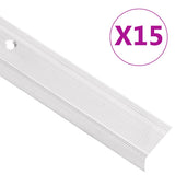 Stair Nosings in L-shape 15 pcs Aluminium 100 cm Silver 146760